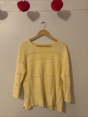 Light Yellow Scoop Neck Knit Sweater
